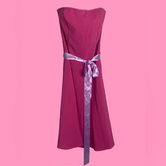 Charlotte Russe Dresses & Skirts - Y2k Pink Strapless Dress with purple sash